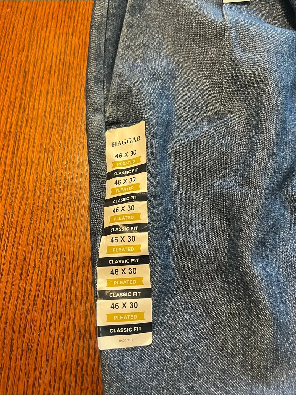 Haggar Men's Blue Denim Jeans - Classic Straight Fit 46x30